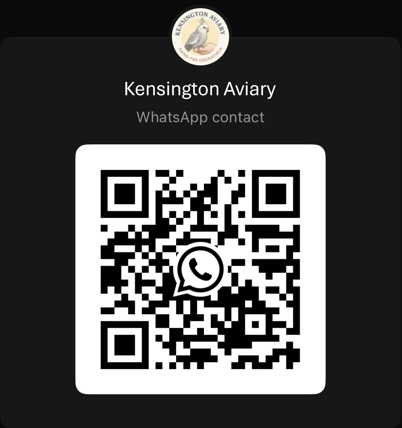 Kensington Aviary WhatsApp QR code